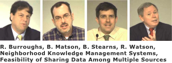 ￼

R. Burroughs, B. Matson, B. Stearns, R. Watson,
Neighborhood Knowledge Management Systems, Feasibility of Sharing Data Among Multiple Sources